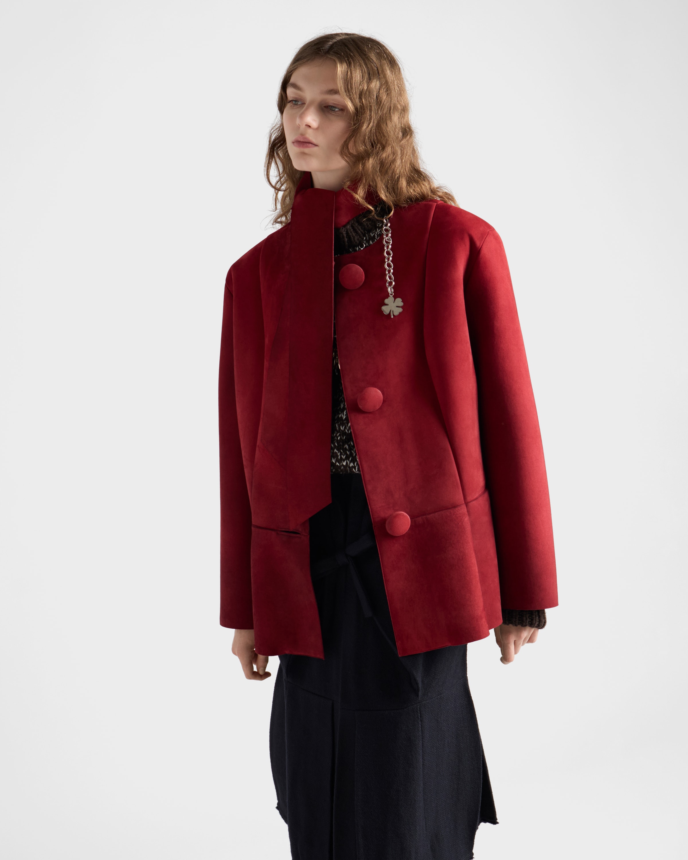 Ruby Red Bonded suede jacket | PRADA - United States