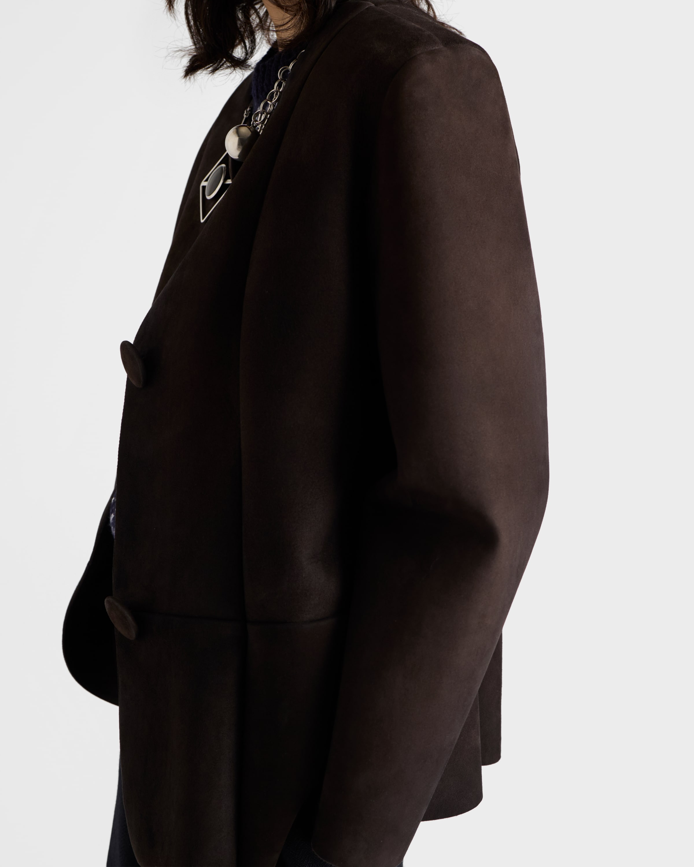 Prada Bonded Suede Jacket In Black