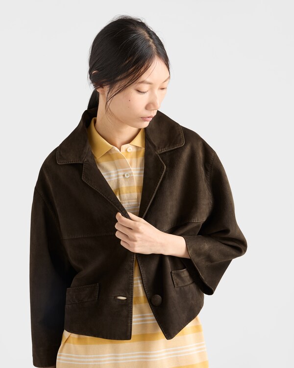 Cropped suede jacket - Camouflage Green Cropped suede jacket - Camouflage Green