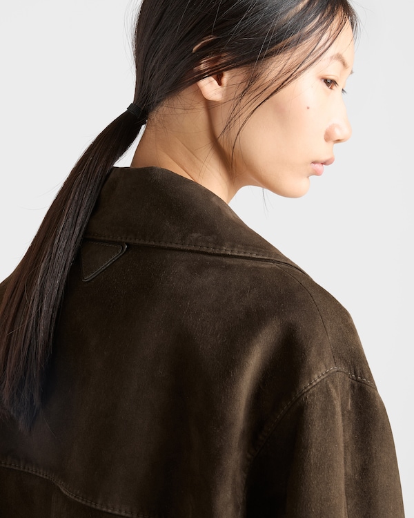 Cropped suede jacket - Camouflage Green Cropped suede jacket - Camouflage Green