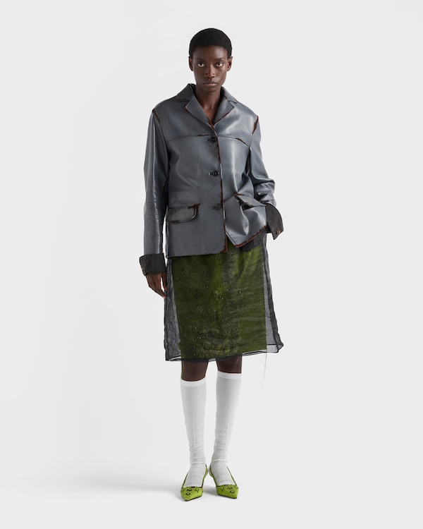 Veste en cuir souple et veau velours - Gris Anthracite Veste en cuir souple et veau velours - Gris Anthracite