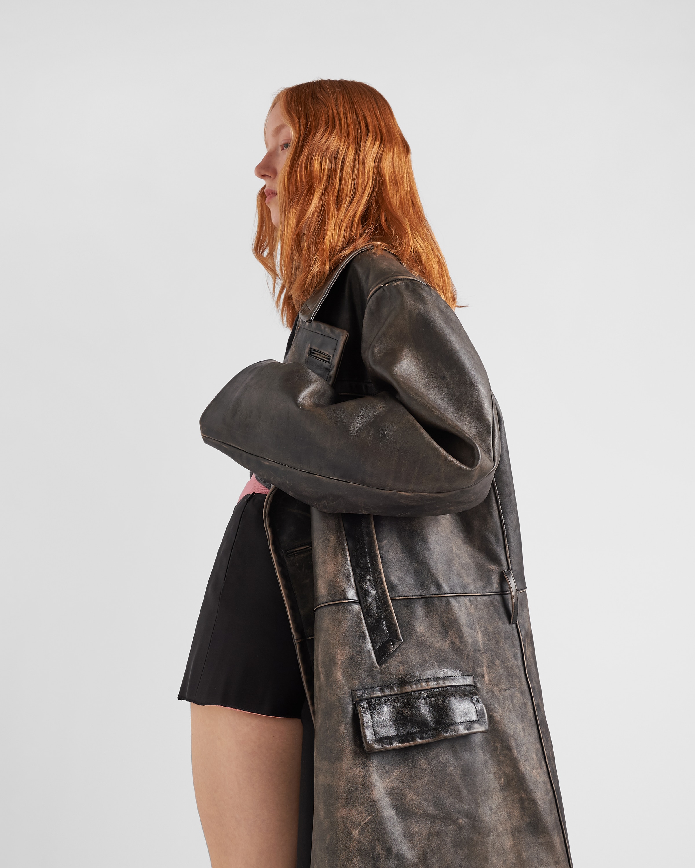 Prada Double\u002Dbreasted leather coat 4