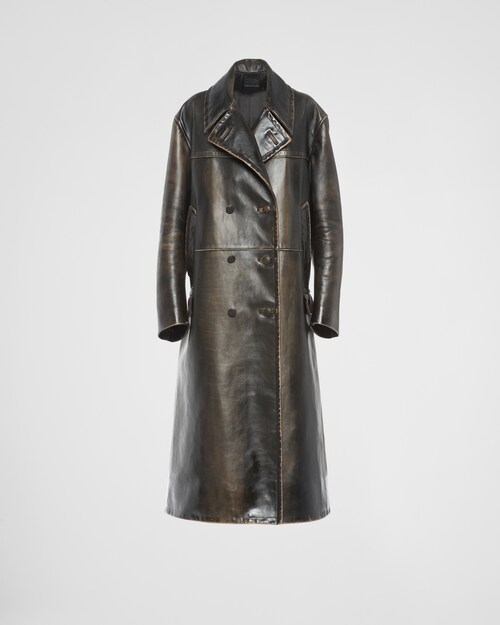 Prada Double-breasted leather coat 1