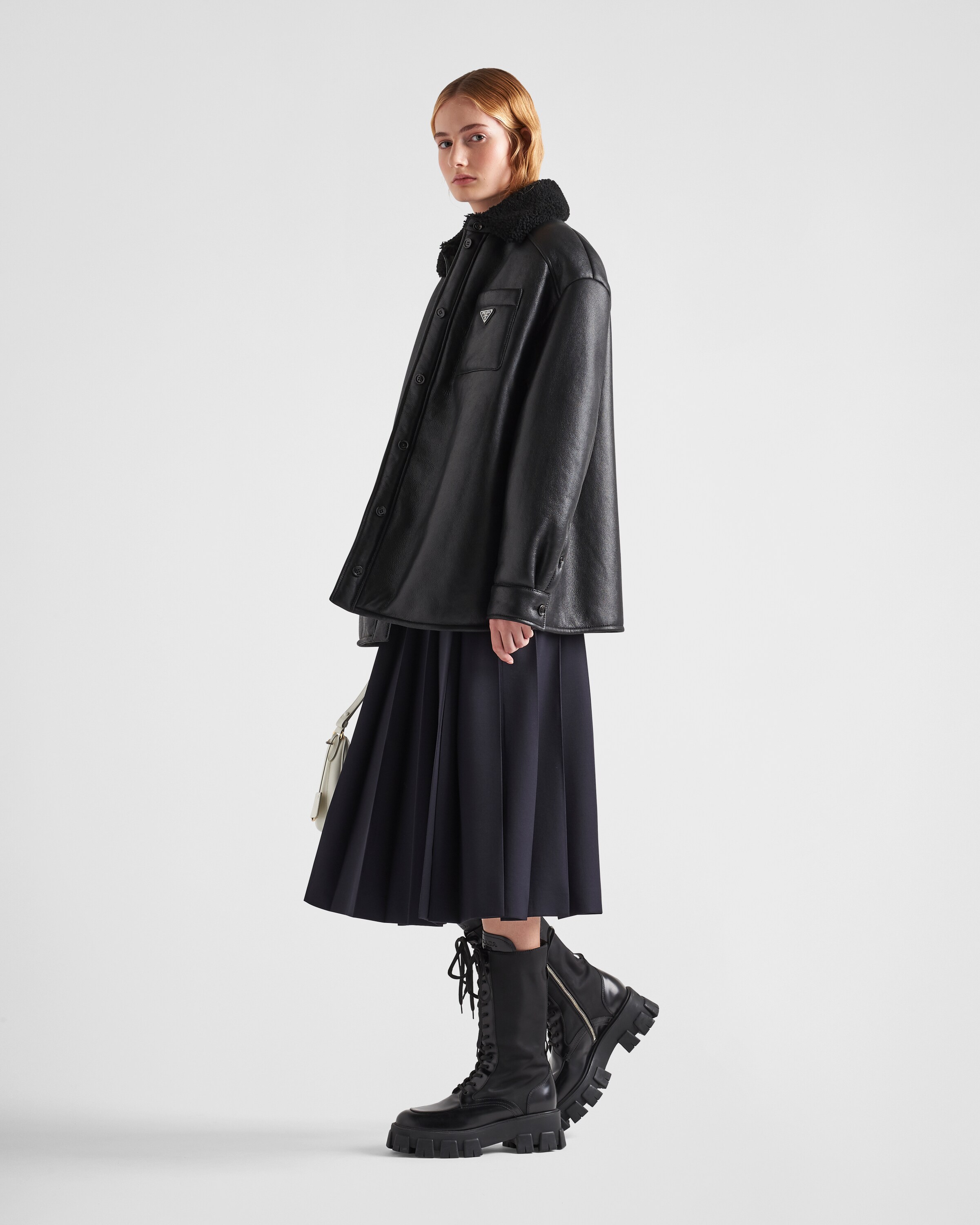 Black Shearling Jacket PRADA