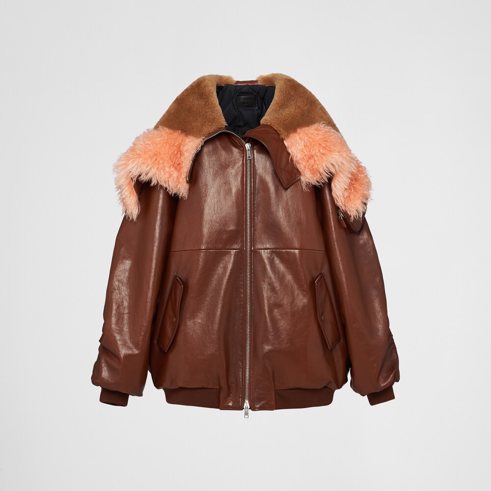 Tobacco Leather jacket | Prada