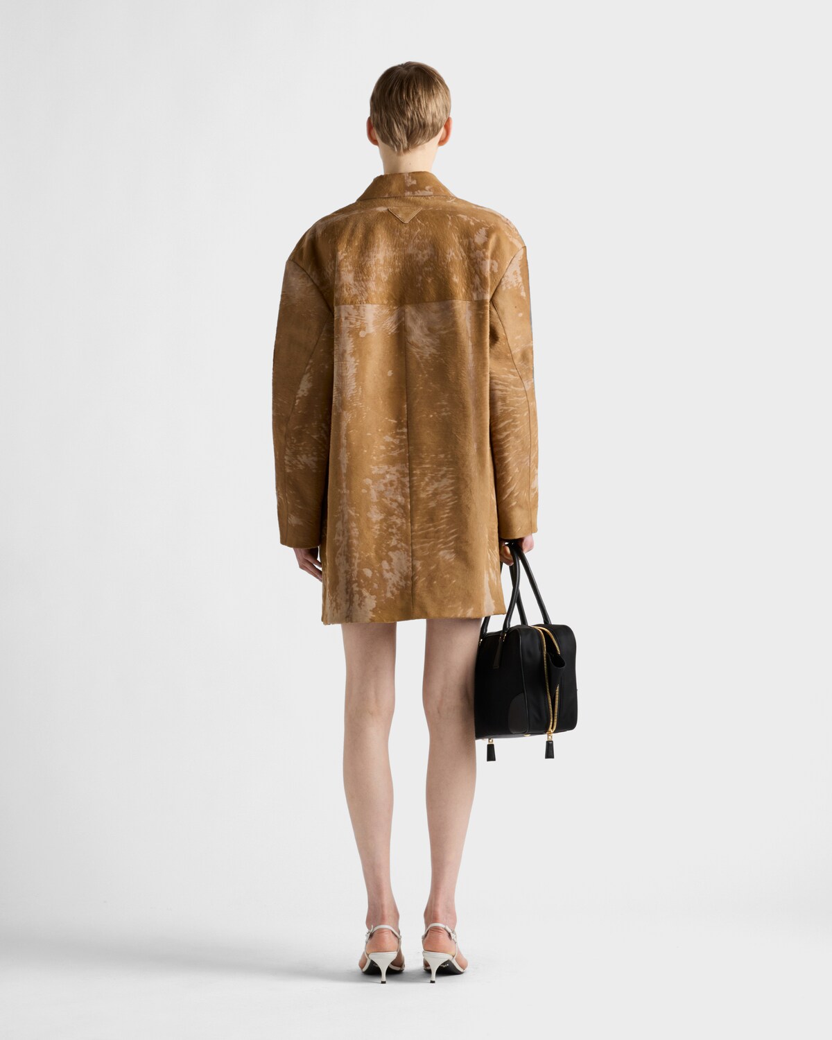 Caramel Leather Coat | PRADA