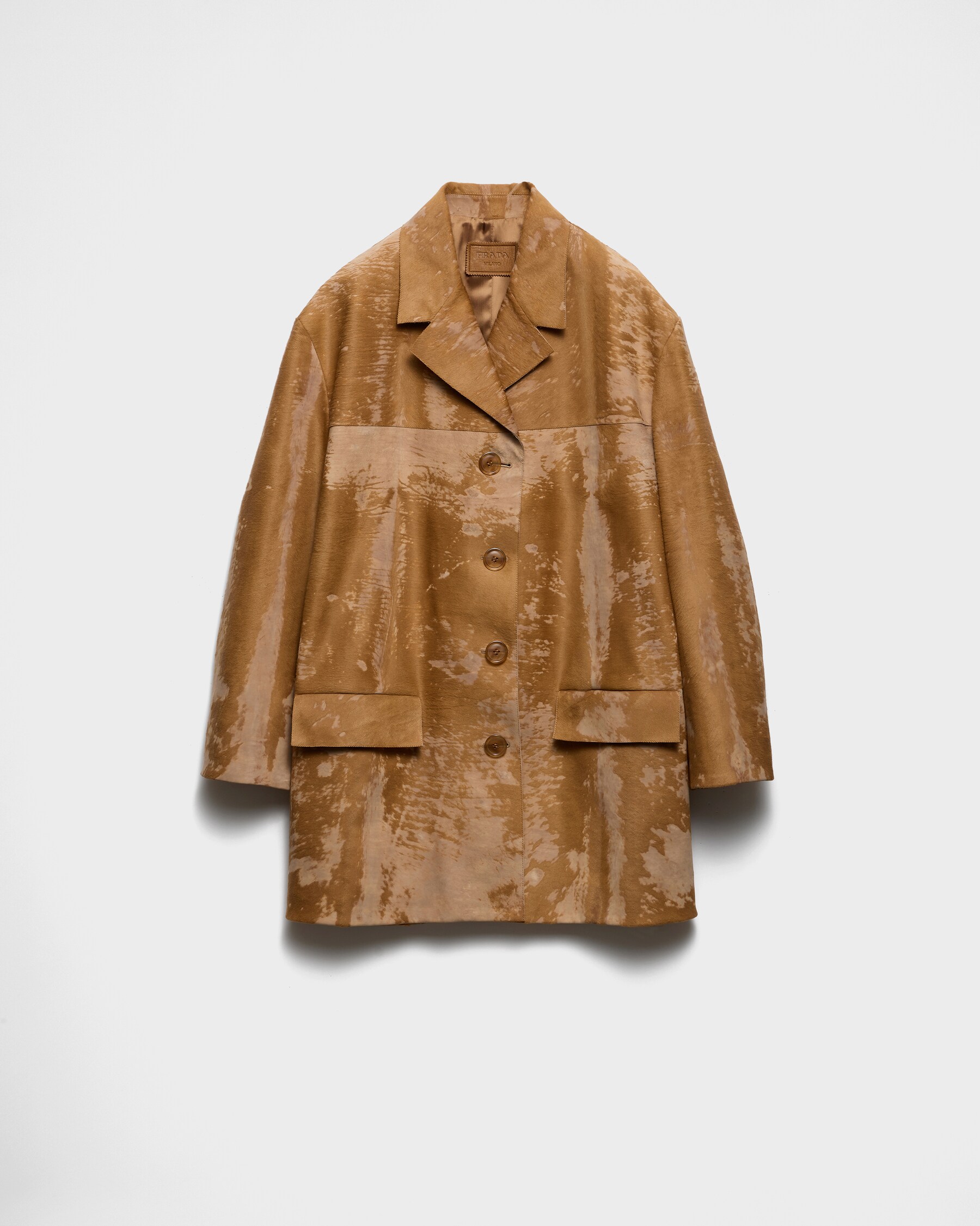 Caramel Leather Coat | PRADA
