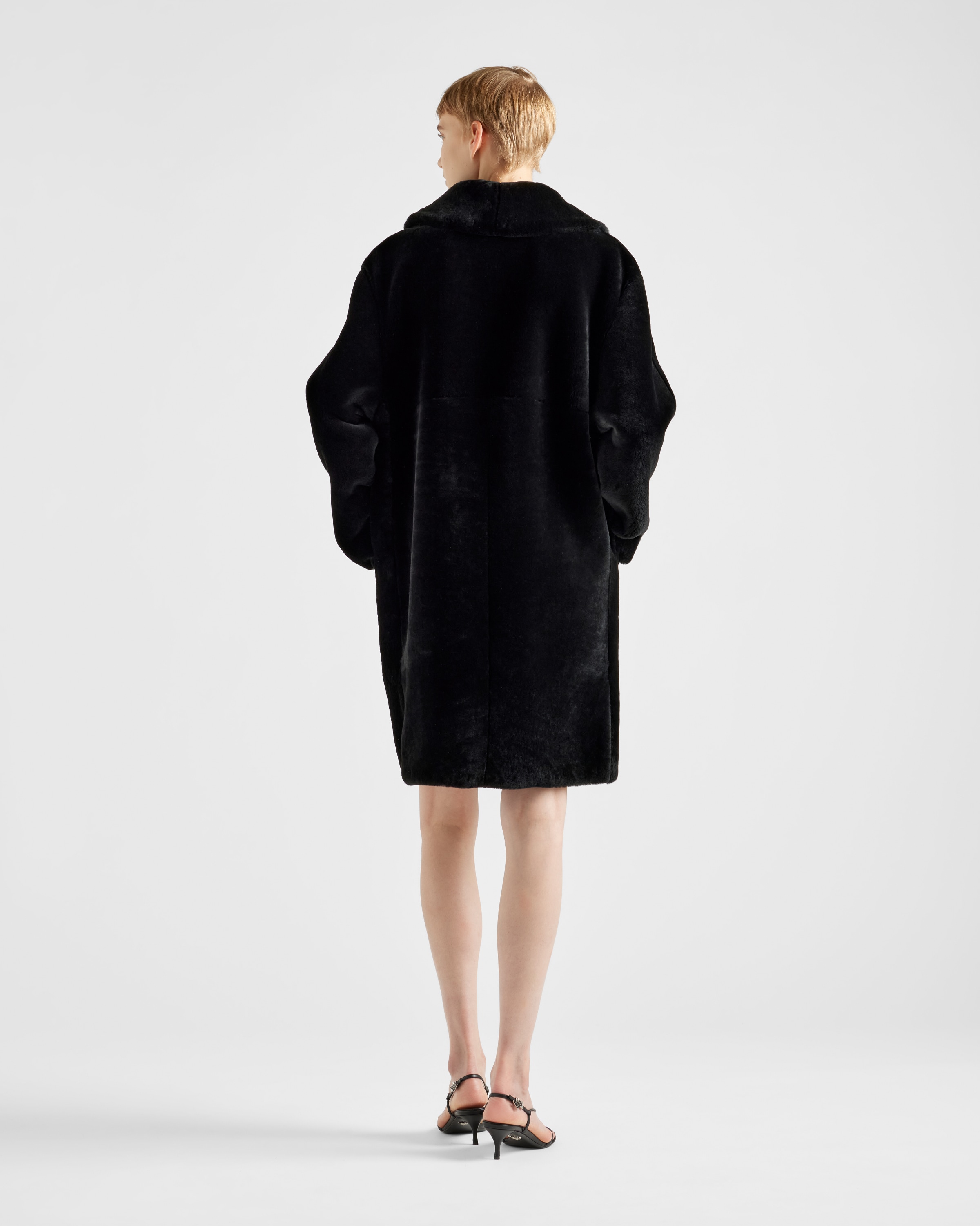 Black Shearling Coat | PRADA