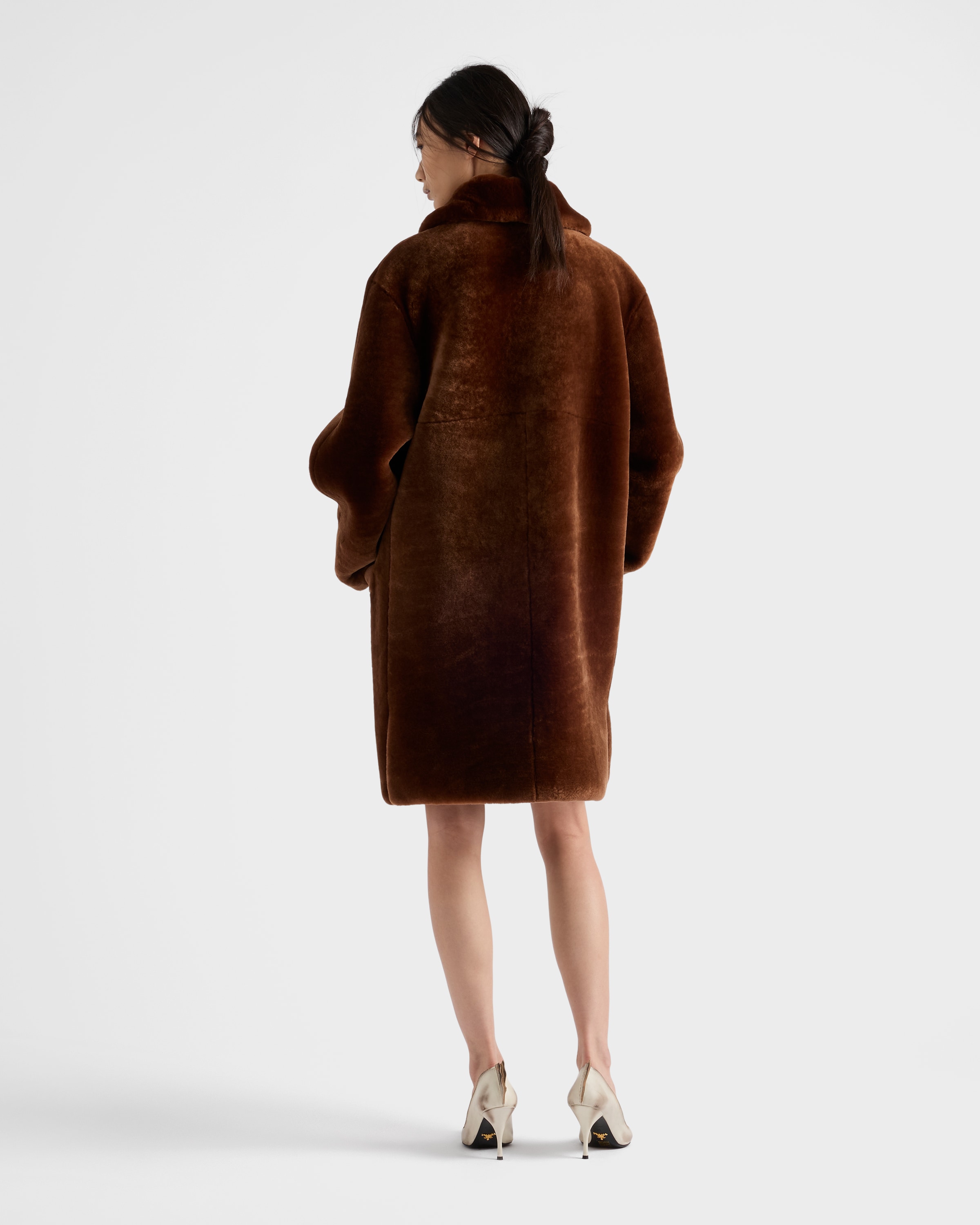 Cognac Shearling coat | PRADA - United States