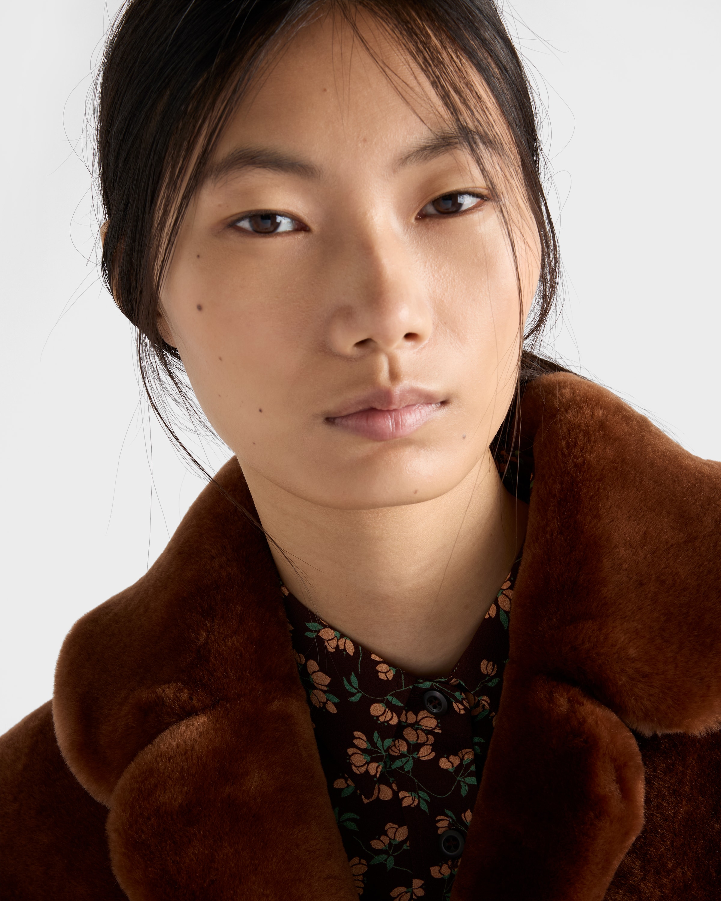 Prada Shearling Coat In Brown