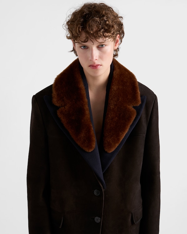 Suede and shearling caban jacket Suede and shearling caban jacket