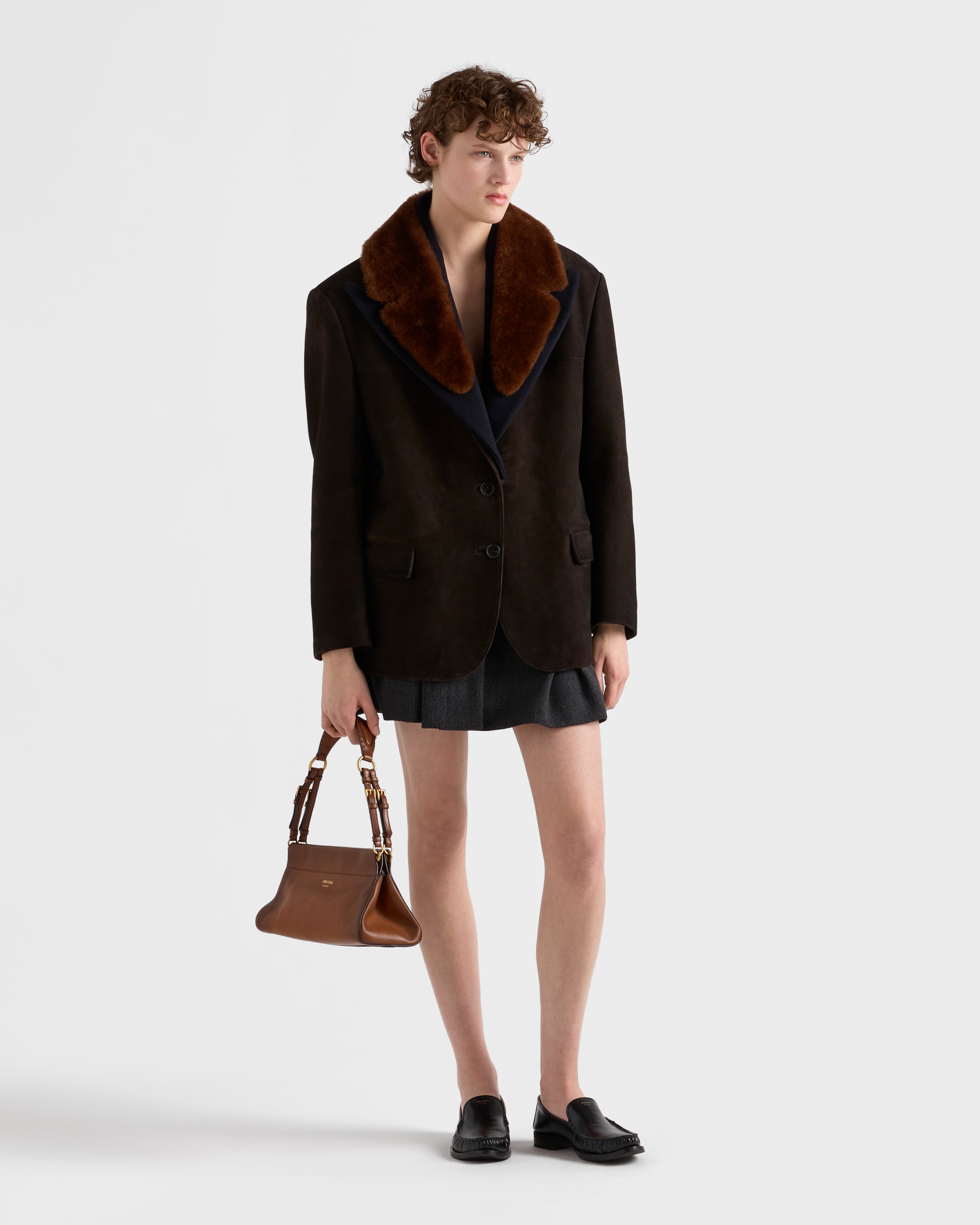 【日本入手困難】プラダ Shearling jacket ジャケット Ebony Suede and shearling caban jacket | PRADA