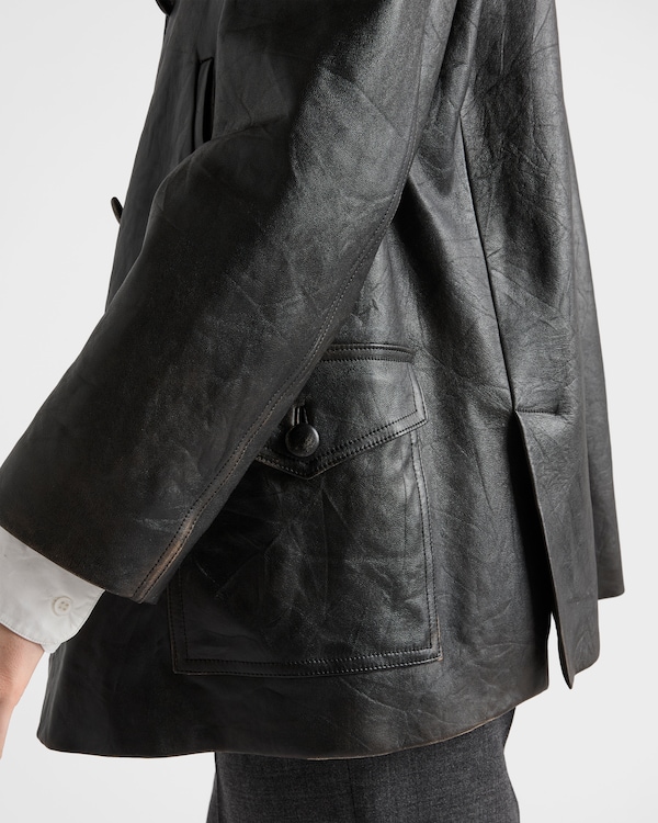 Double-breasted nappa leather caban jacket Double-breasted nappa leather caban jacket