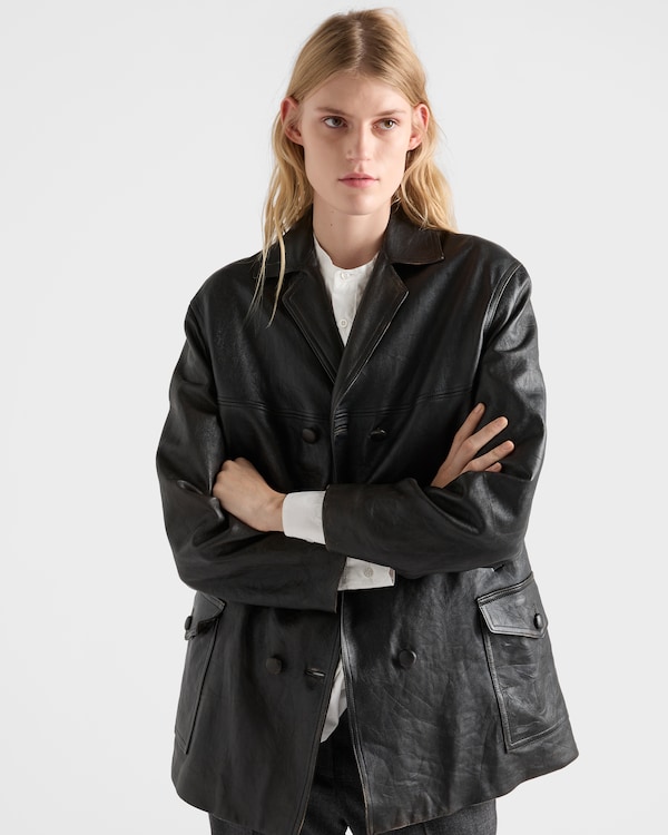 Double-breasted nappa leather caban jacket Double-breasted nappa leather caban jacket