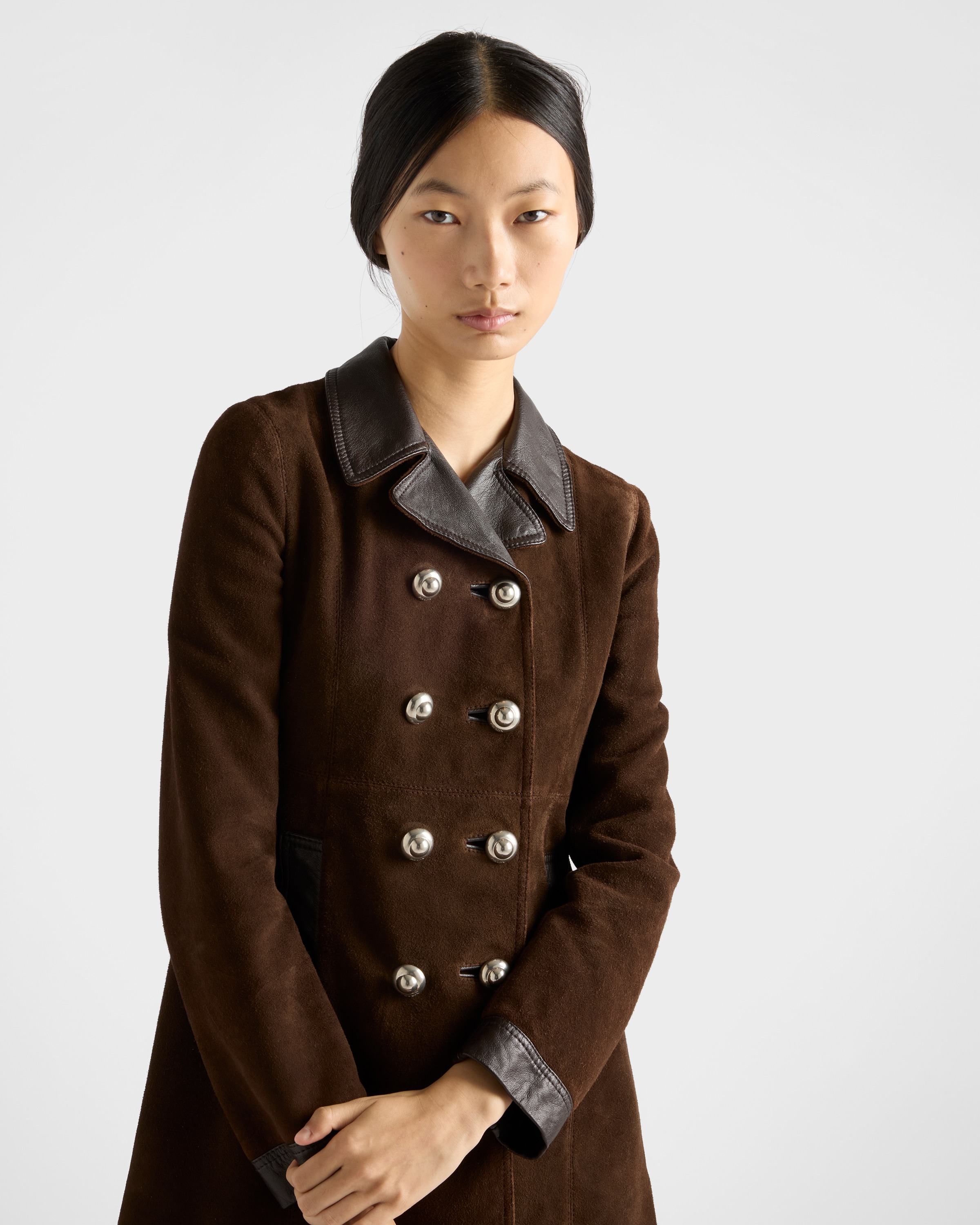 Sienna Double-breasted suede caban jacket | PRADA - United States