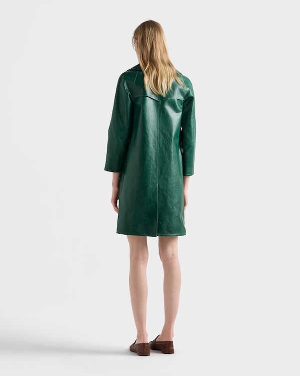 معطف جلد بصفيّ أزرار - أخضر زمردي معطف جلد بصفيّ أزرار - أخضر زمردي