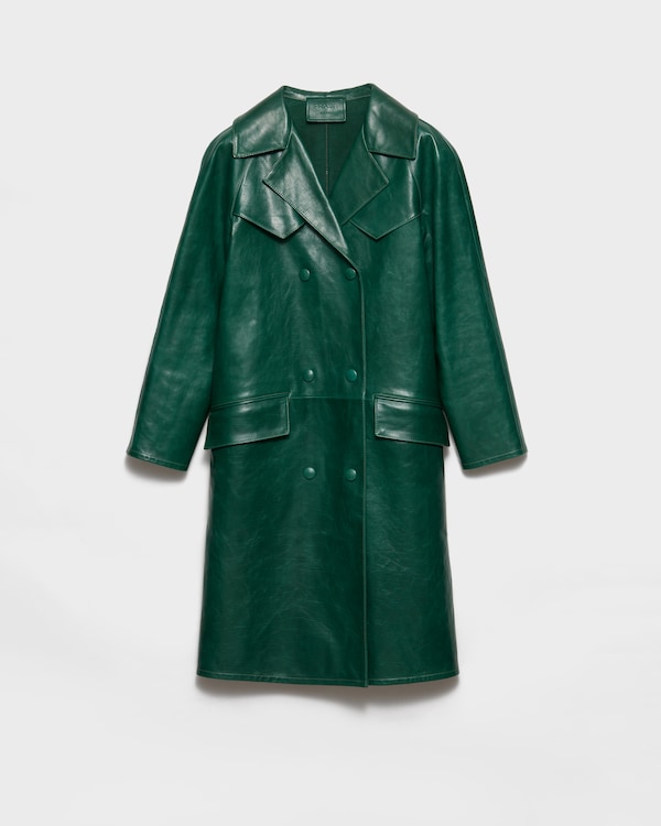 معطف جلد بصفيّ أزرار - أخضر زمردي معطف جلد بصفيّ أزرار - أخضر زمردي