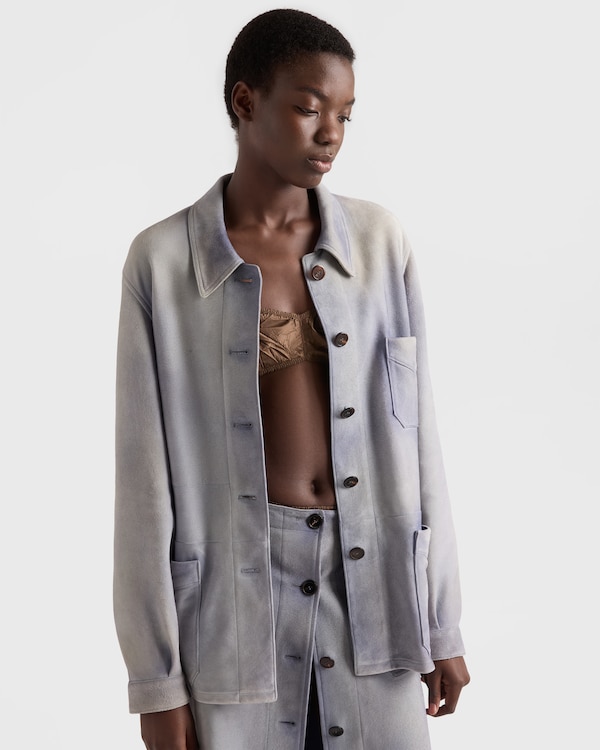 스웨이드 카방 재킷 - 스카이 블루 스웨이드 카방 재킷 - 스카이 블루