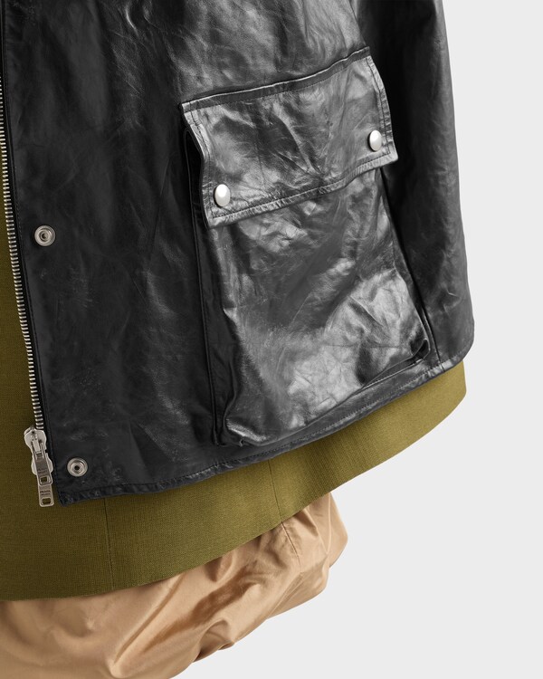 Chaquetón de piel envejecida - Negro Chaquetón de piel envejecida - Negro