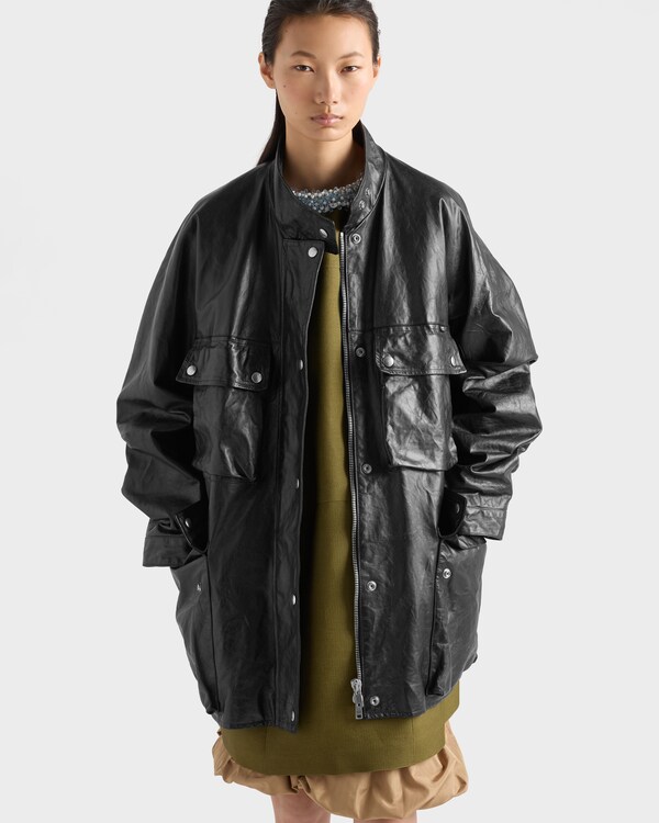 Chaquetón de piel envejecida - Negro Chaquetón de piel envejecida - Negro