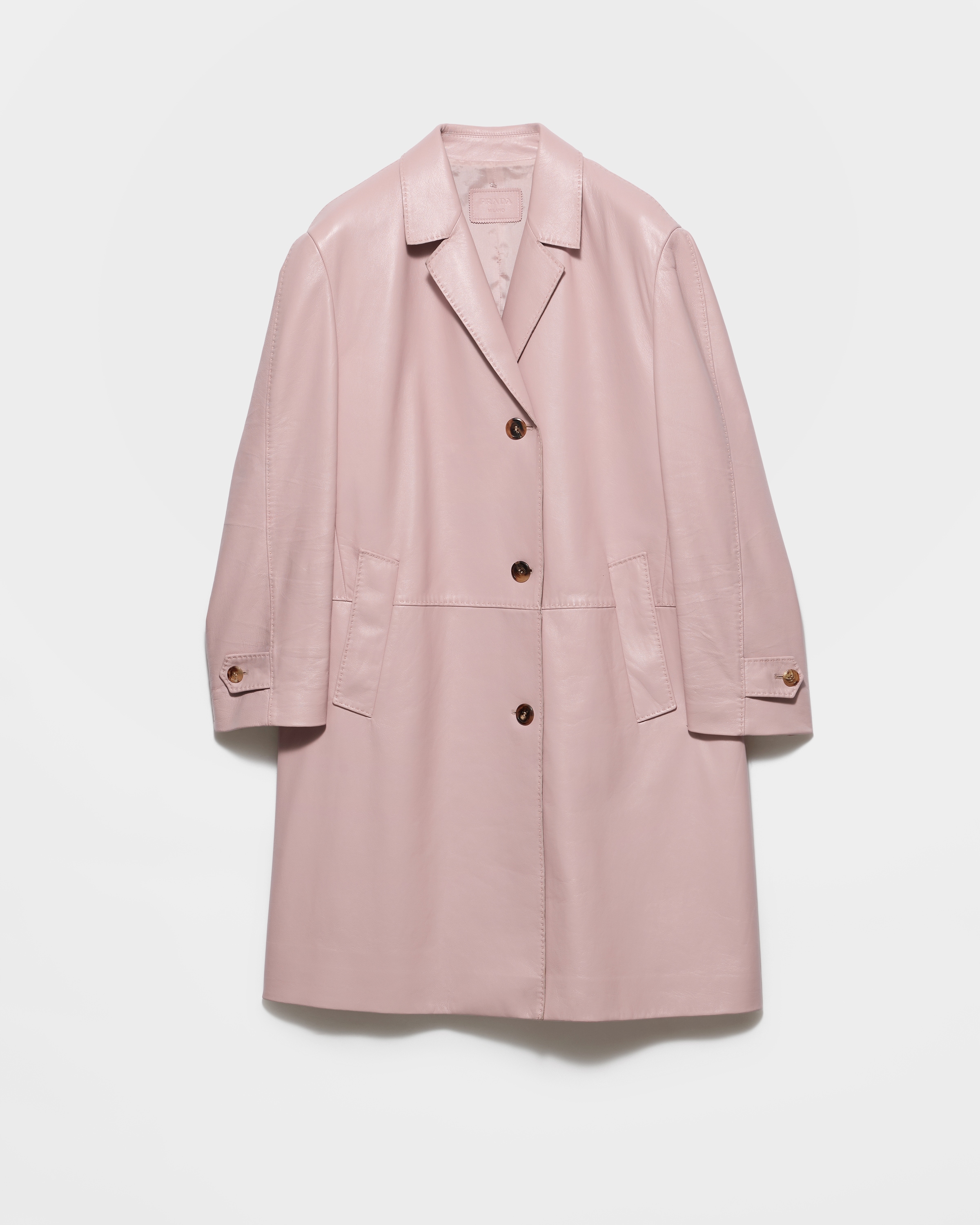 Alabaster Pink Nappa leather coat | PRADA - Canada