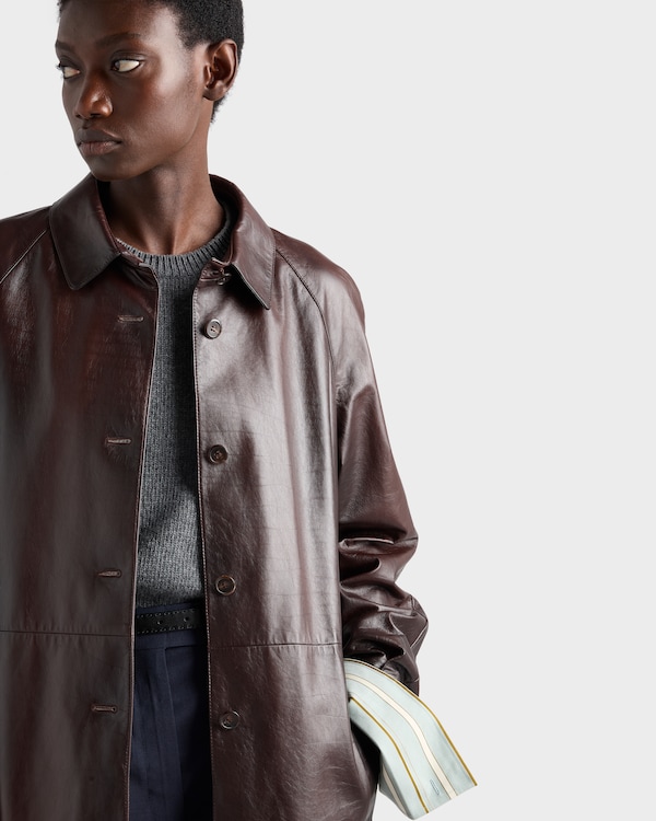 Manteau en cuir - Marron Cacao Manteau en cuir - Marron Cacao