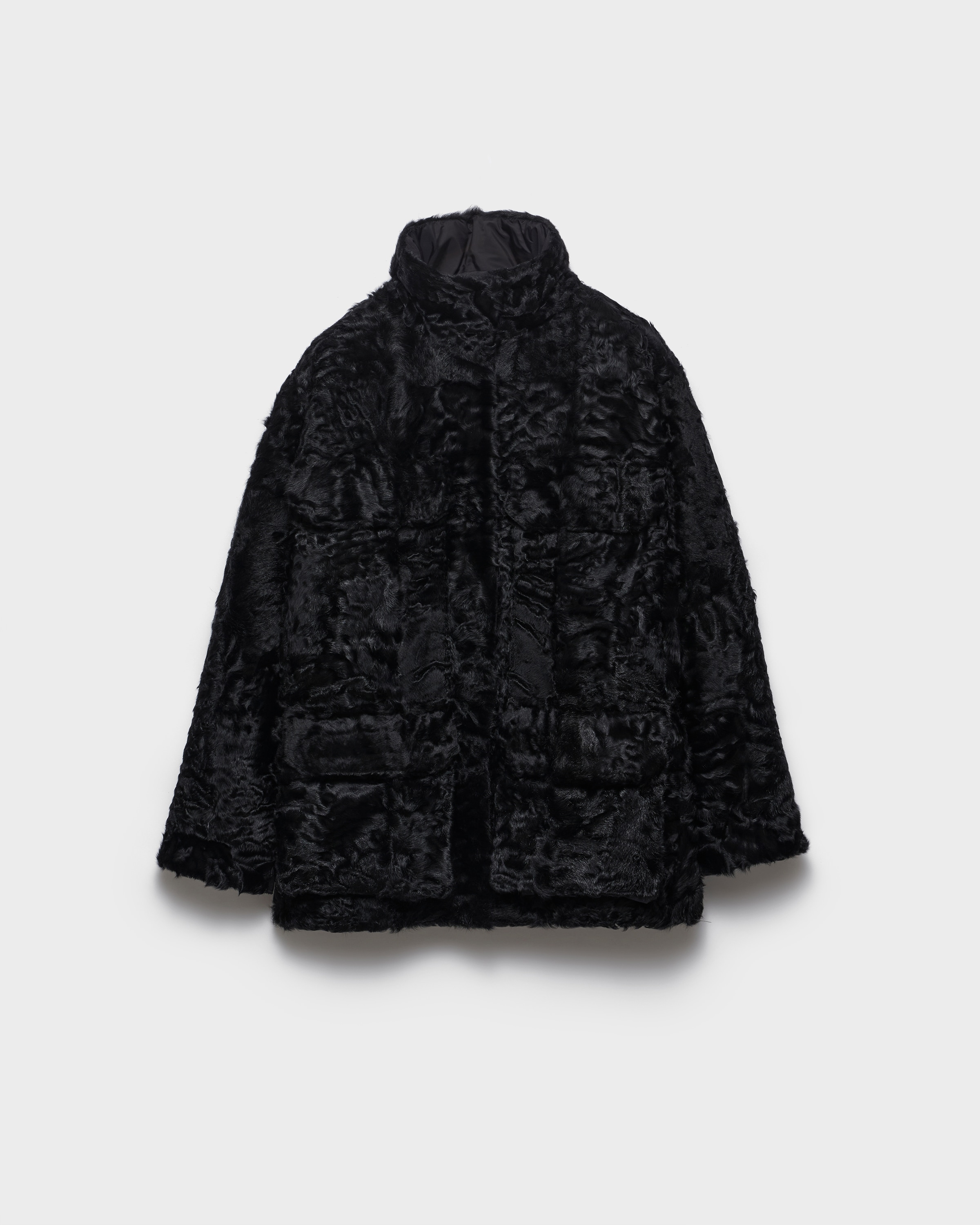 Black Shearling Caban Jacket | PRADA - United States