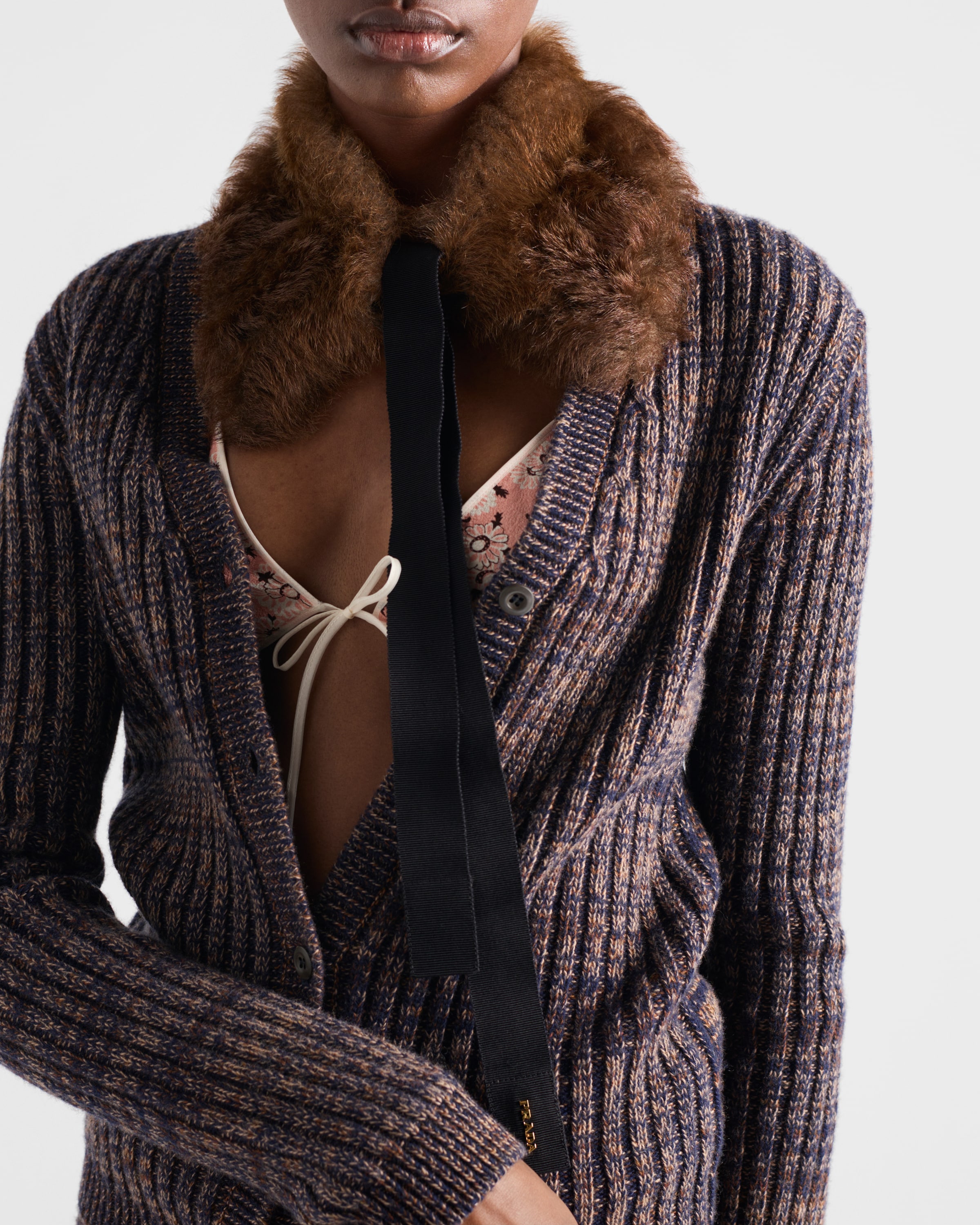 Caramel Shearling collar | PRADA - United States