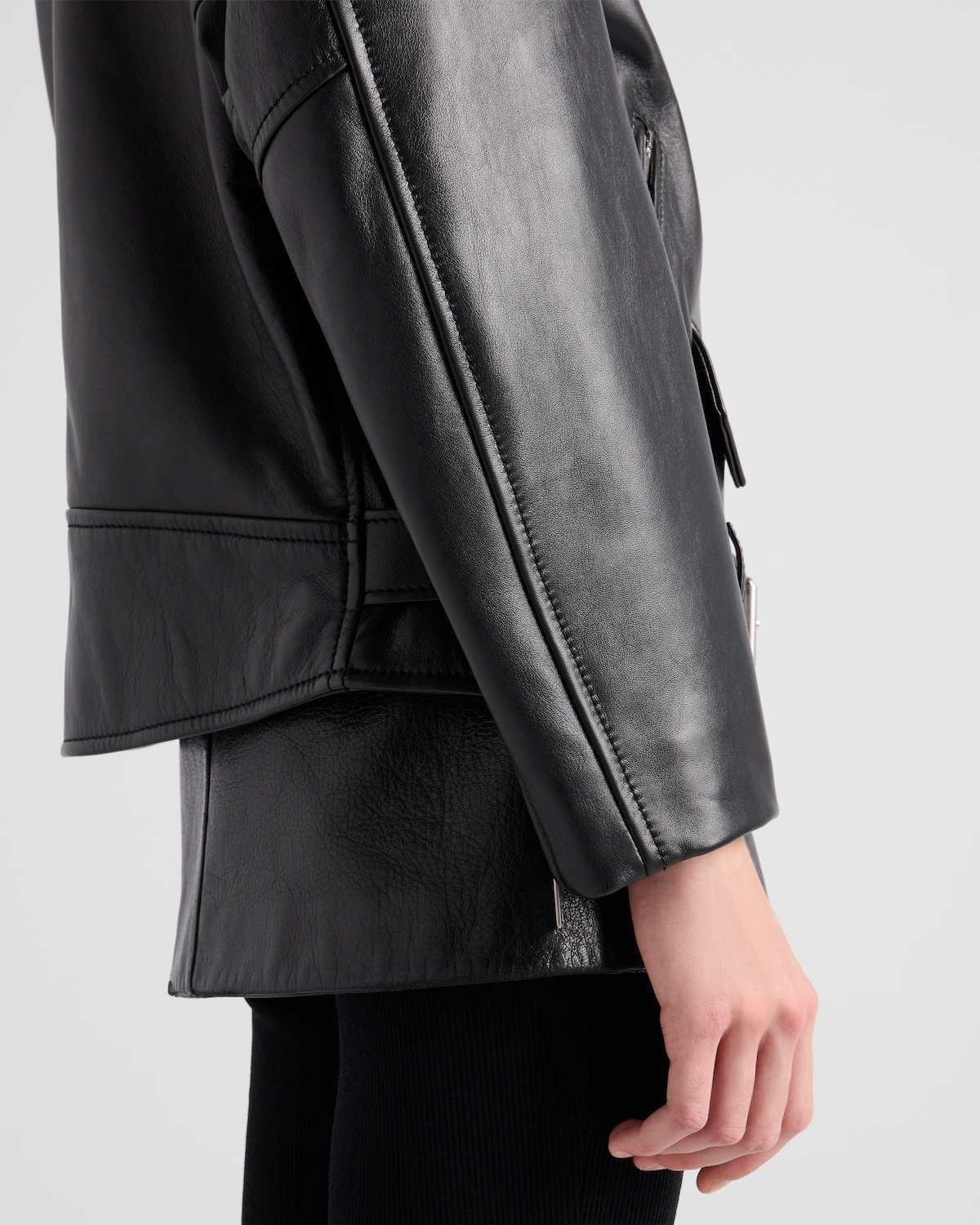 PRADA Nappa leather Triangle Patch Riders jacket outer black 38