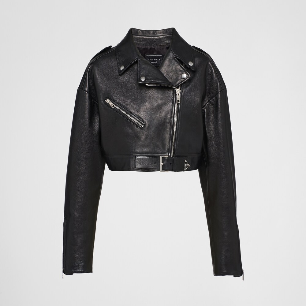 Black Leather biker jacket | Prada