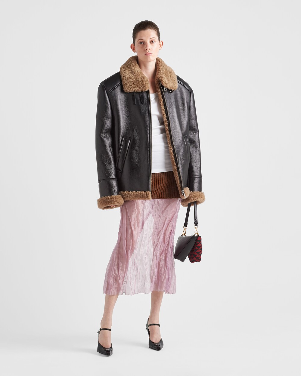Black/maple Brown Oversized shearling 