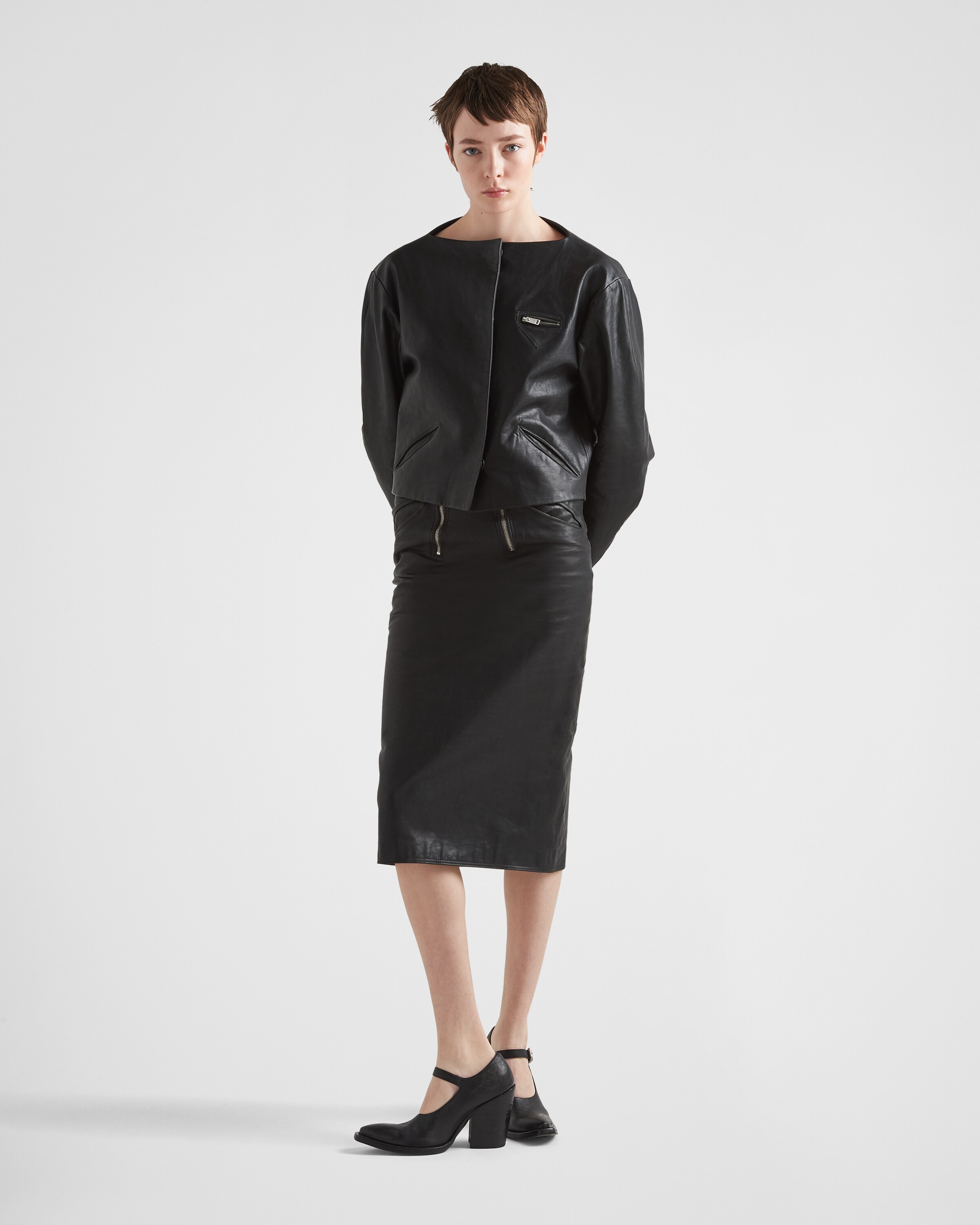 Black Leather Jacket PRADA