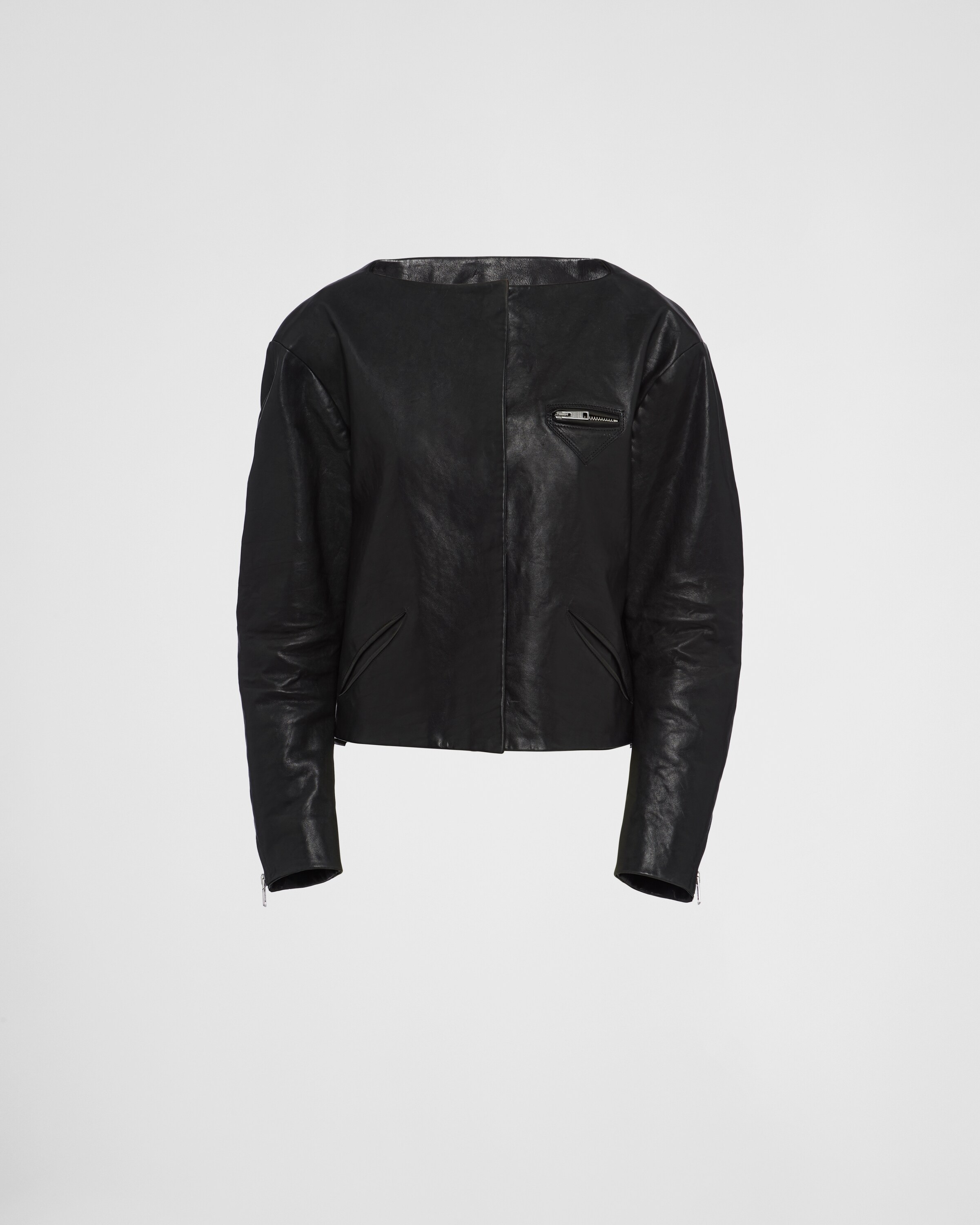 Prada black leather sales