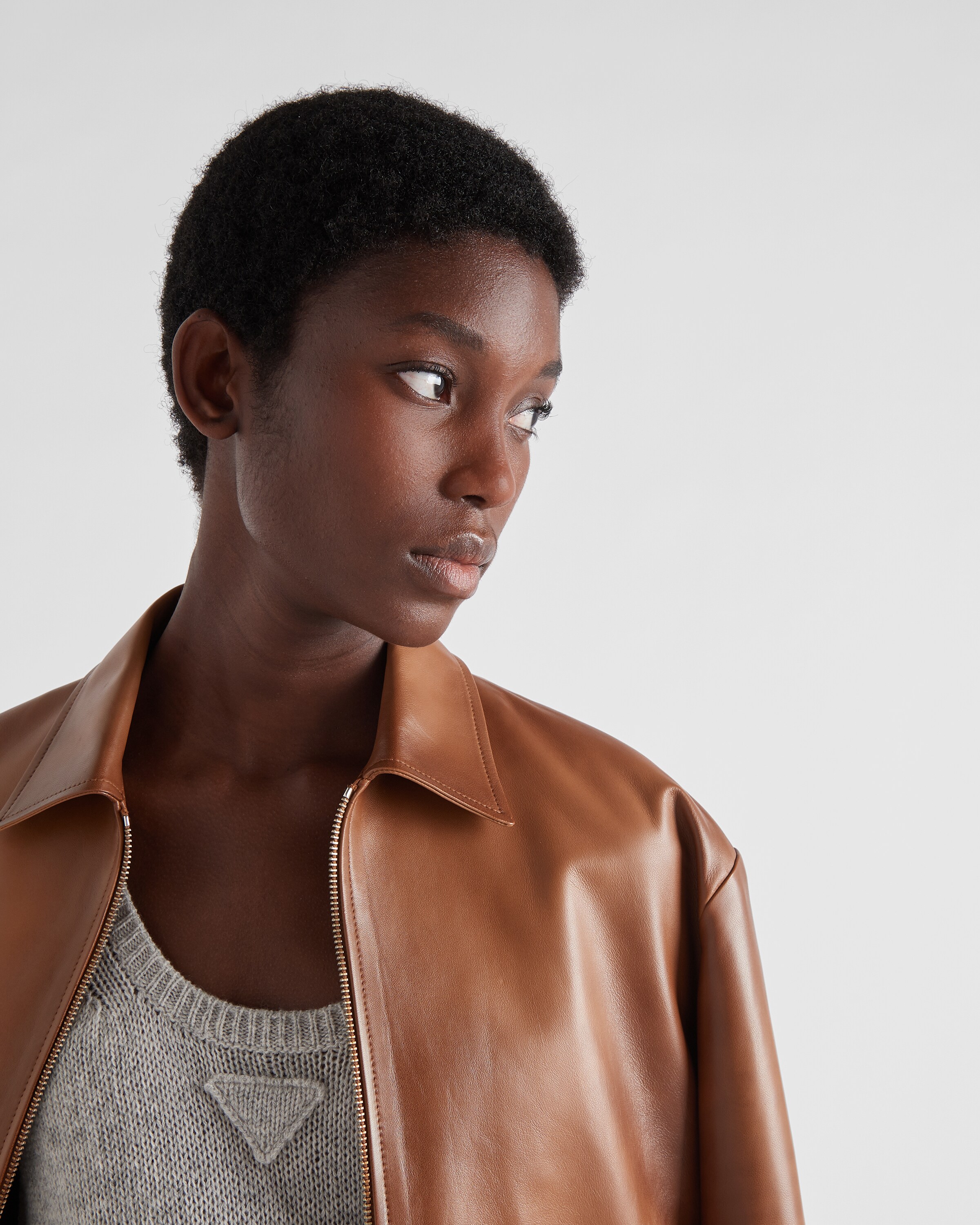 Caramel Nappa Leather Jacket PRADA