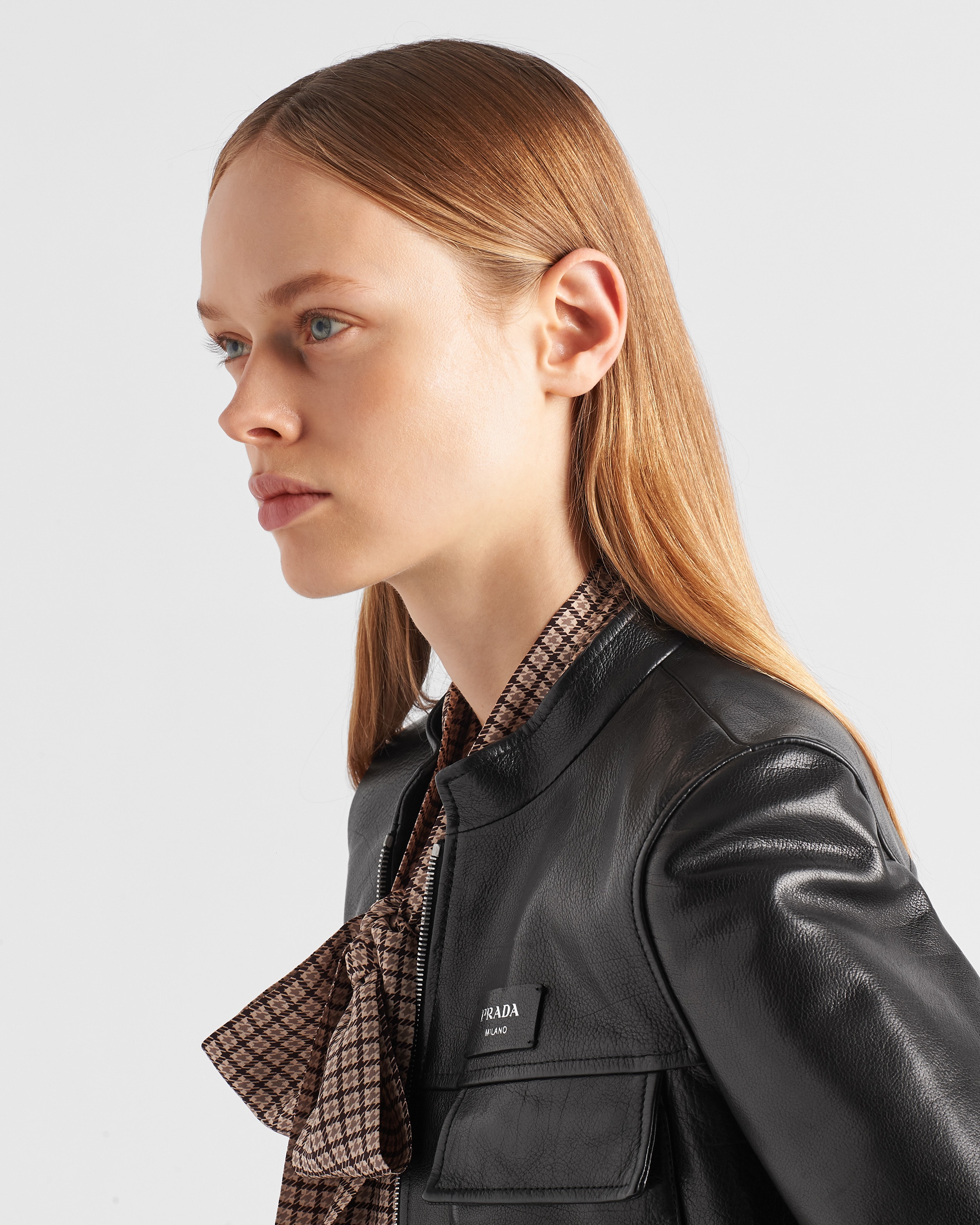 Black Leather Jacket PRADA