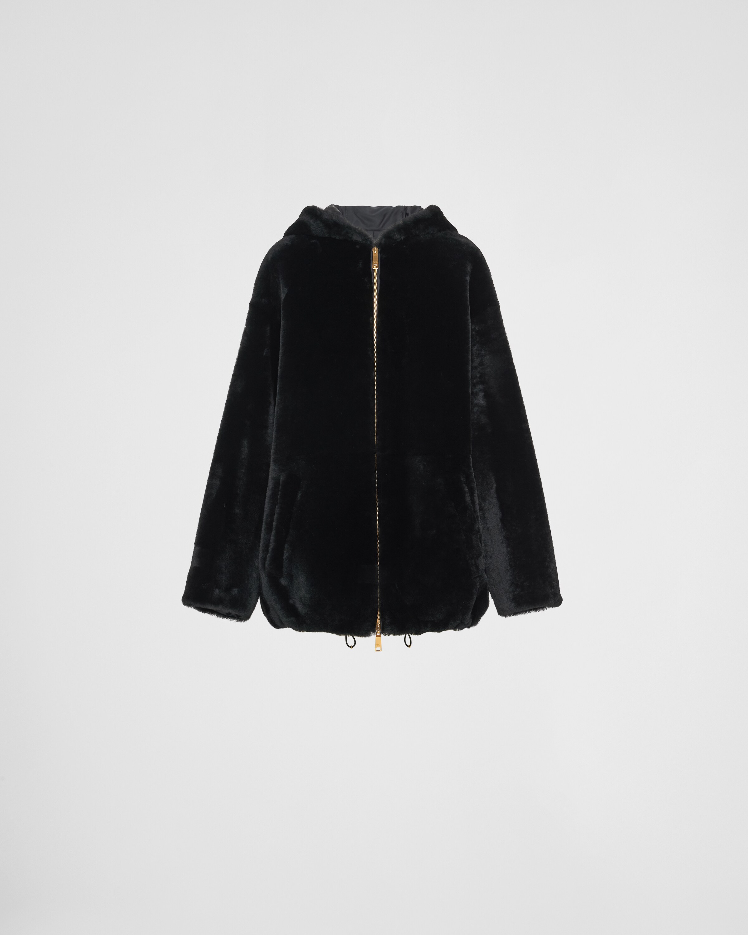 Shop Prada Jacke Aus Lammfell In Black