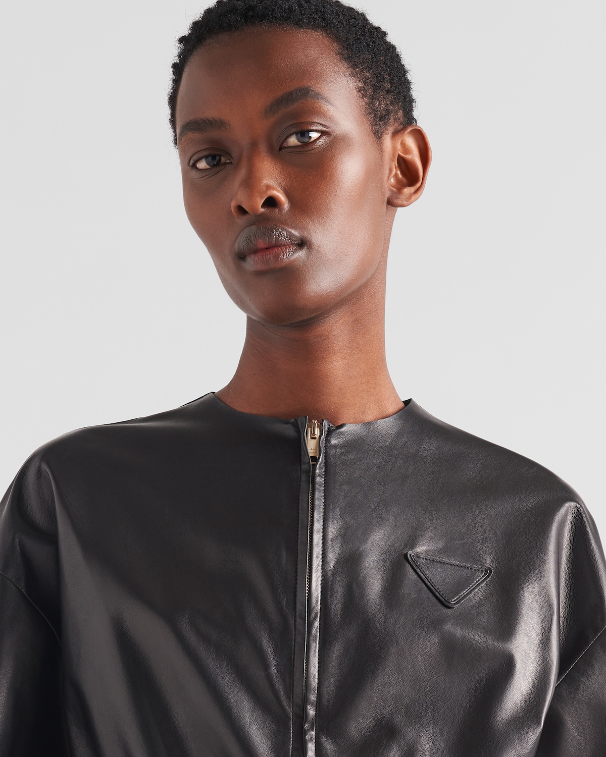 Prada Women Ivory Leather Bomber Jacket