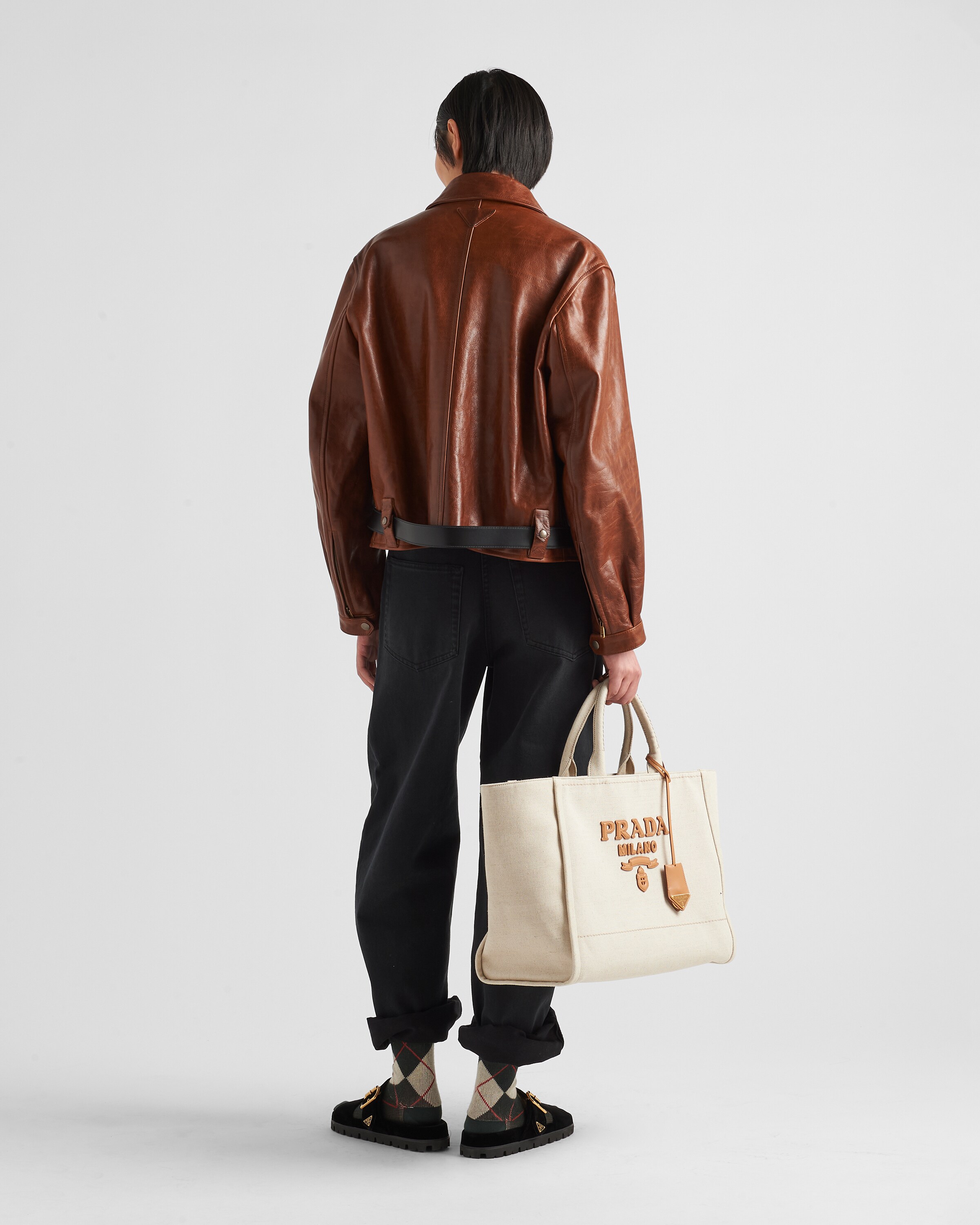 Palisander Leather jacket with belt | PRADA Palisander Leather jacket with belt | PRADA