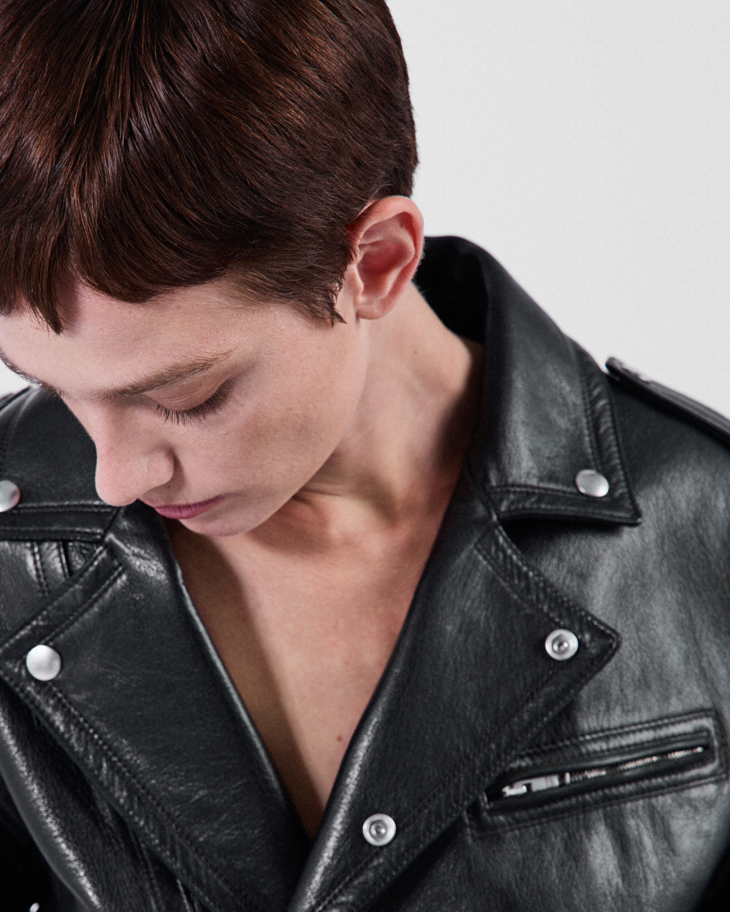 Black Leather biker jacket | PRADA