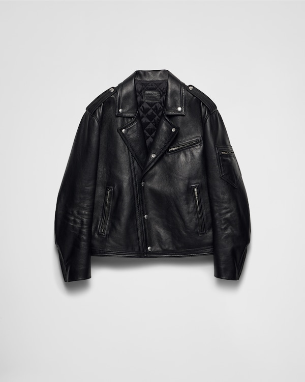 Palisander Leather jacket with belt | PRADA Palisander Leather jacket with belt | PRADA