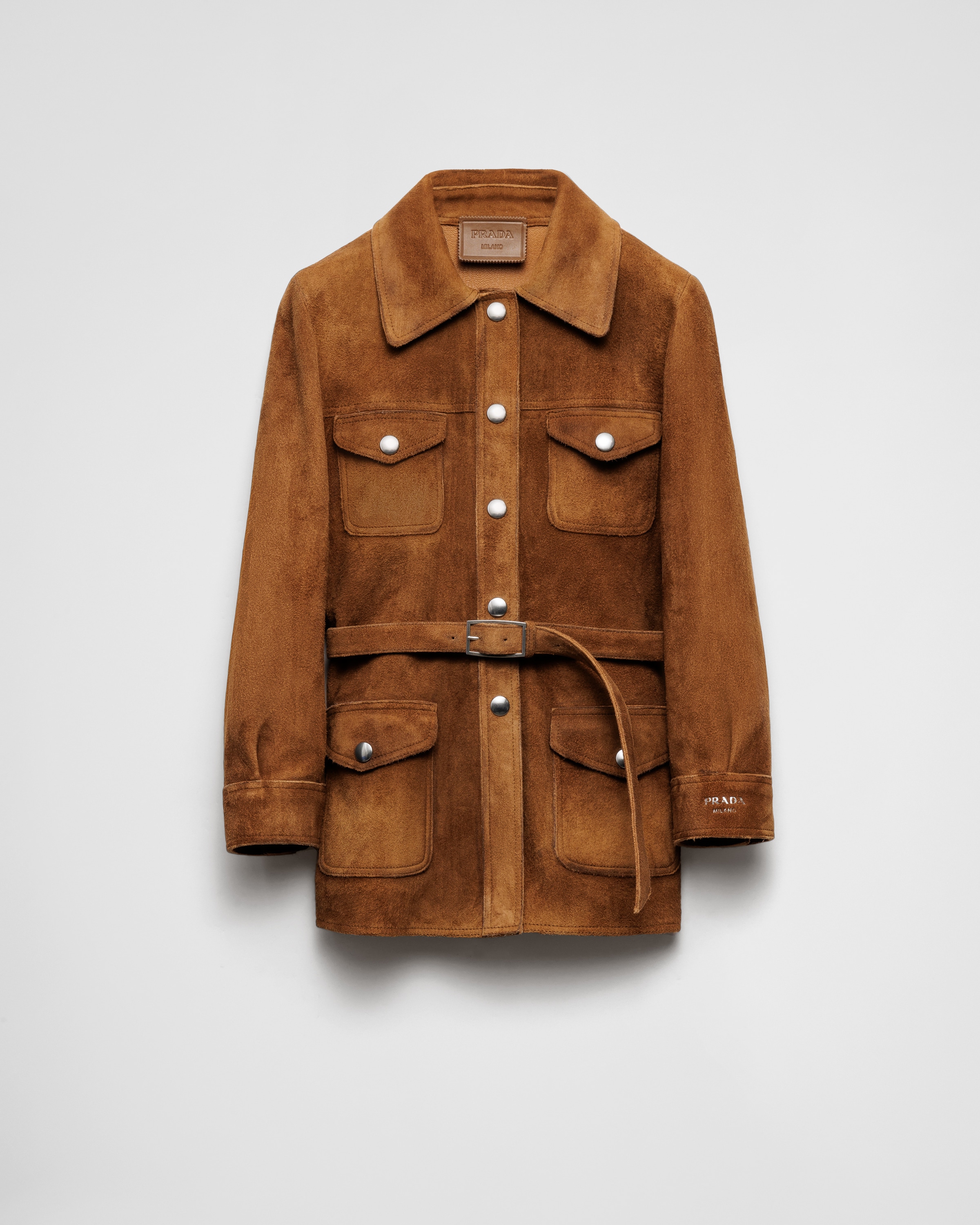 Prada Safarijacke Aus Wildleder In Tabak