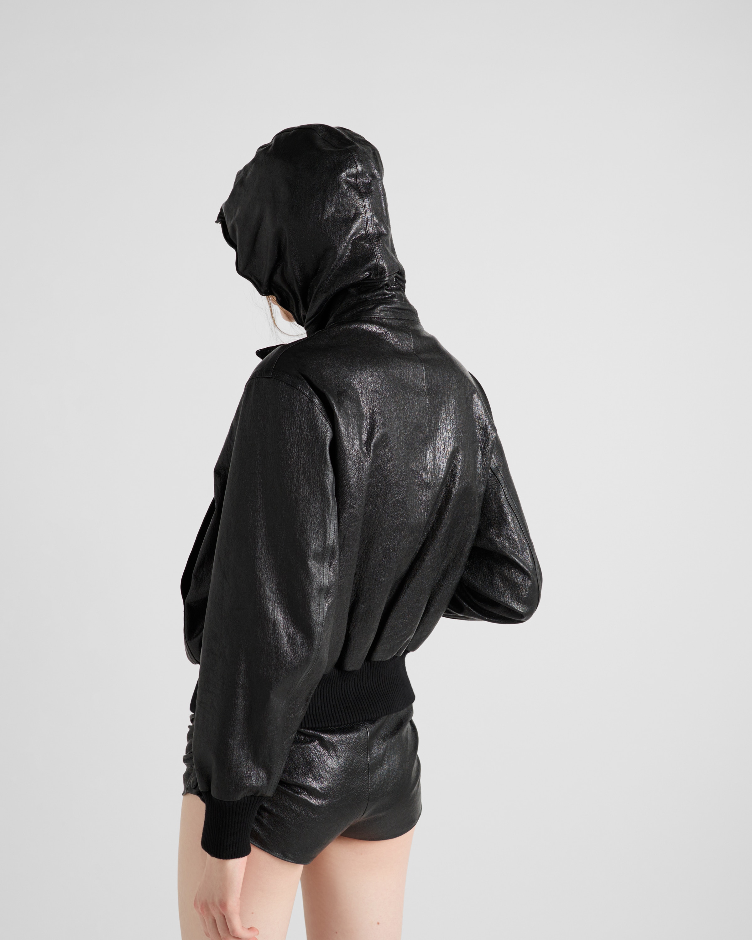 Black Leather Hoodie | PRADA
