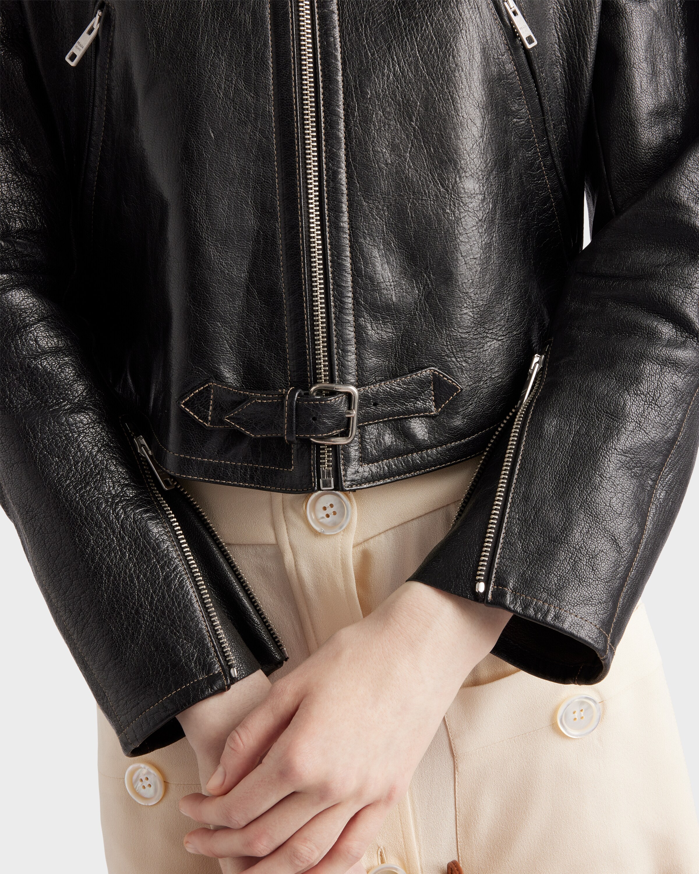 Black Leather jacket | PRADA
