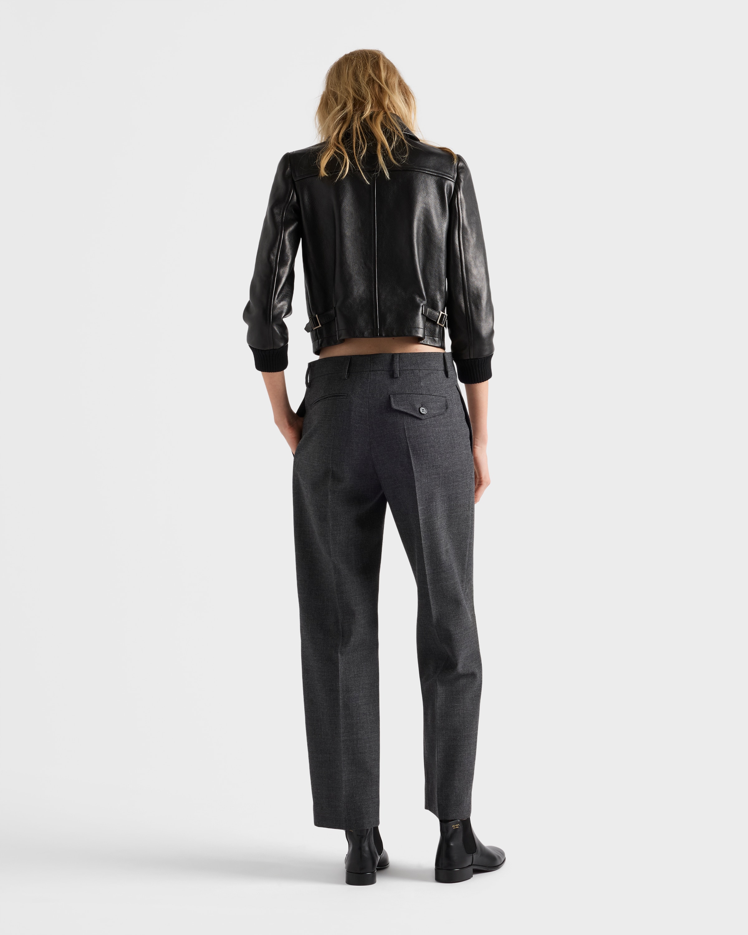 Black Leather Blouson Jacket | PRADA