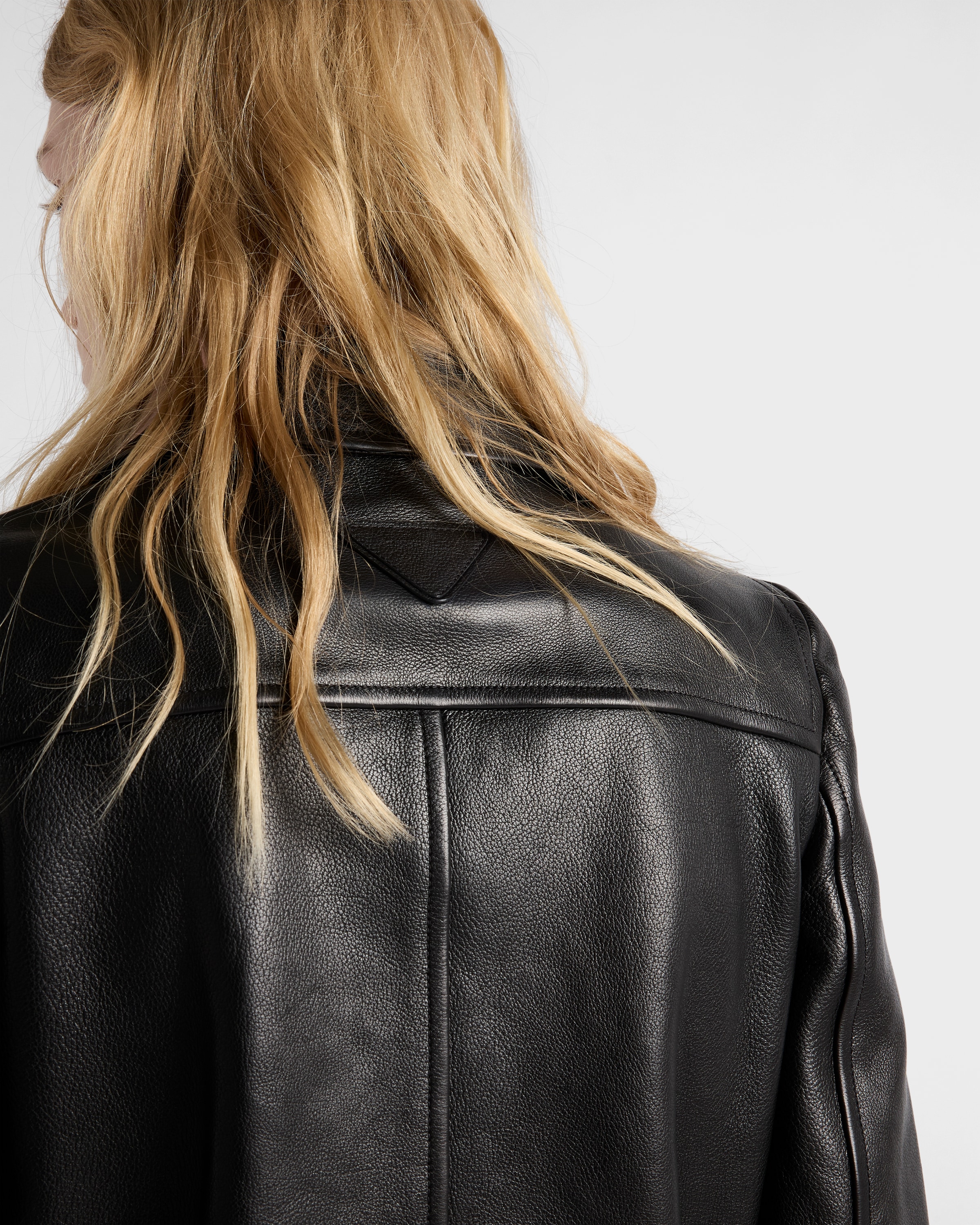 Prada Leather Blouson Jacket In Black