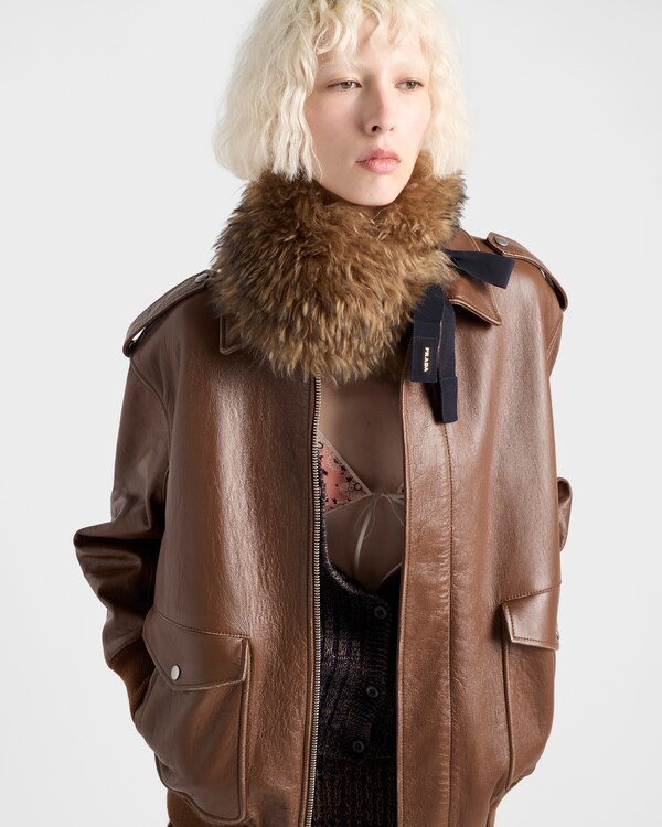 Nappa leather bomber jacket - Brandy Nappa leather bomber jacket - Brandy