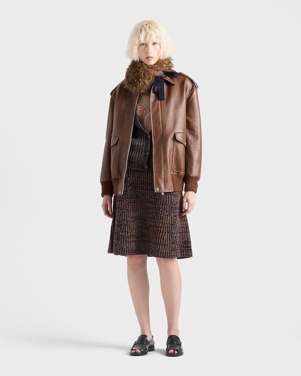 Nappa leather bomber jacket - Brandy Nappa leather bomber jacket - Brandy