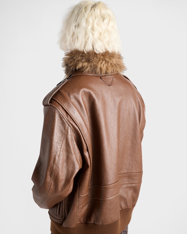 Nappa leather bomber jacket - Brandy Nappa leather bomber jacket - Brandy