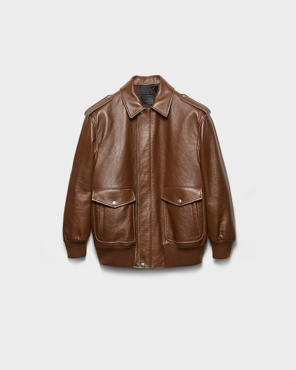 Brandy Nappa leather bomber jacket | PRADA