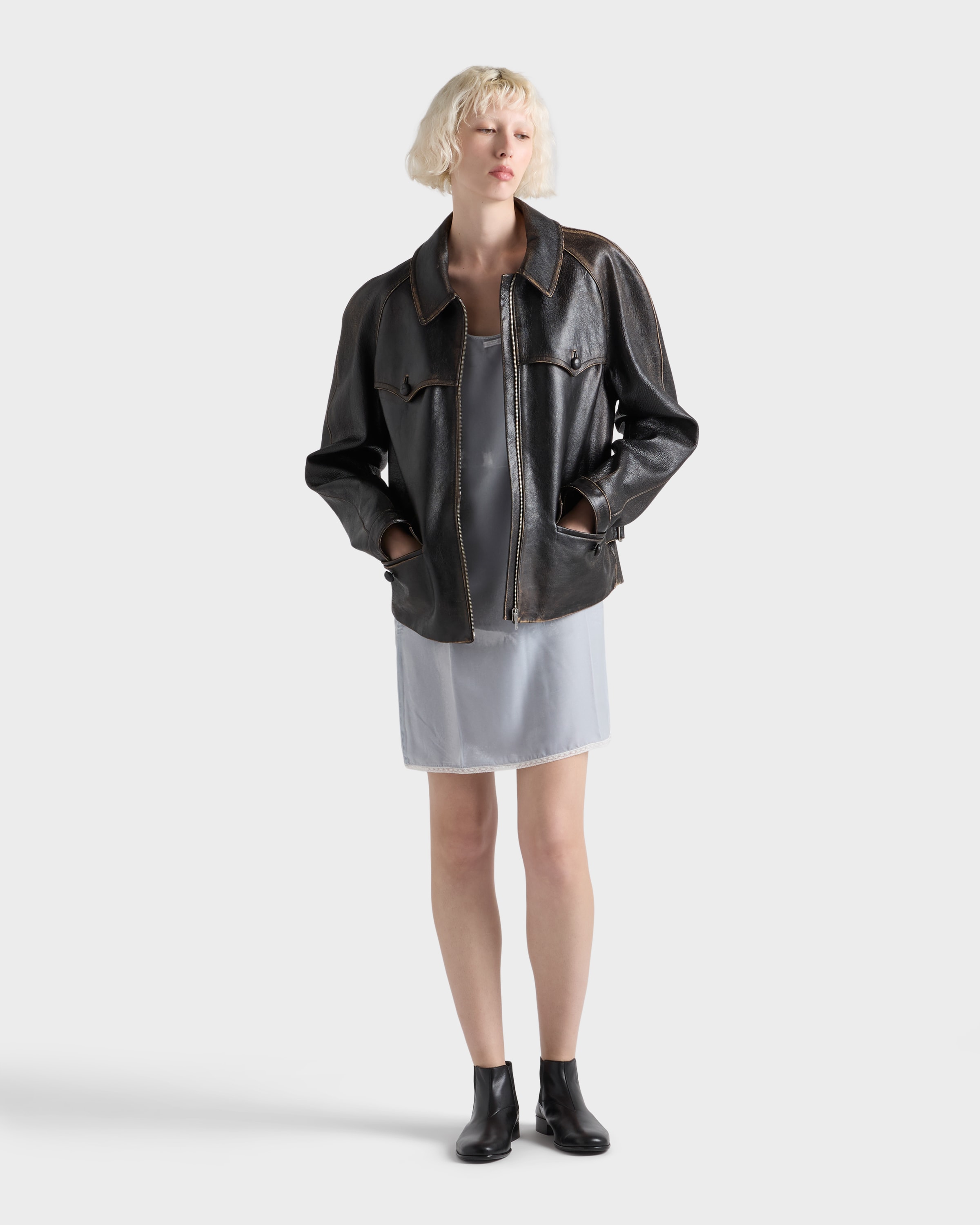 Black Leather Jacket | PRADA